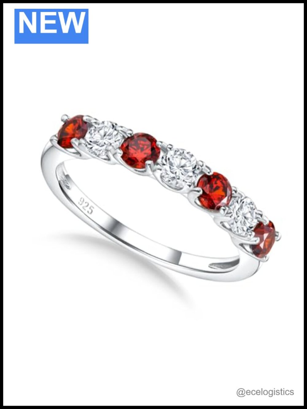 925 Sterling Silver Birthstone & Cubic Zirconia Stackable Ring